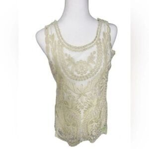 altar’d state lace embroidered sheer tank top size small